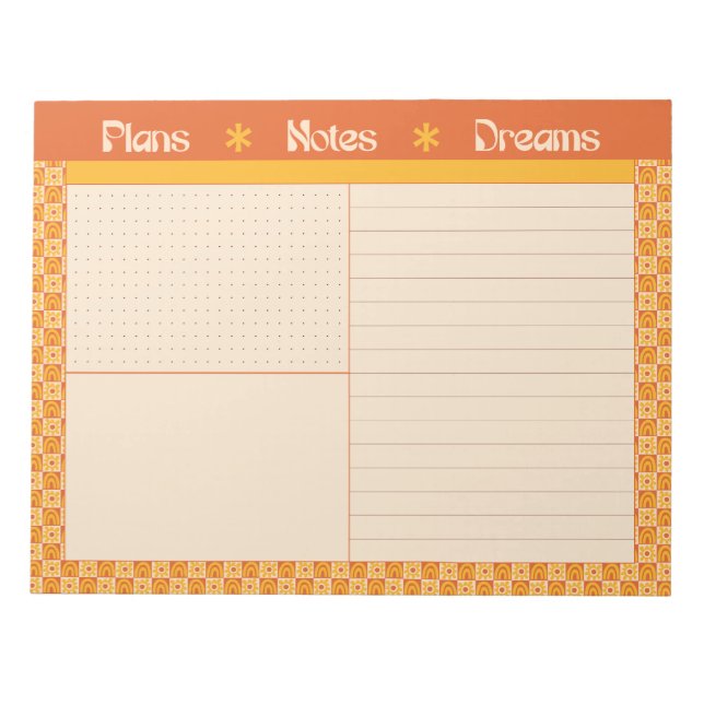 Bloc-note Retro Spring Hand Drawn Sunshine Plan and Dream (Devant)
