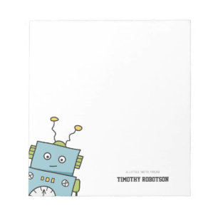 Bloc-note Robot tiré par la main bleu mignon