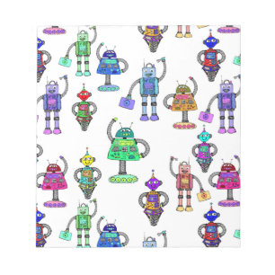 Bloc-note Robots colorés mignons sur arrière - plan blanc