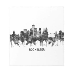 Bloc-note Rochester New York Skyline BW