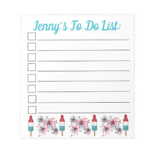 Bloc-note Rocket Pop Popsicle Fireworks Juillet 4 To Do List