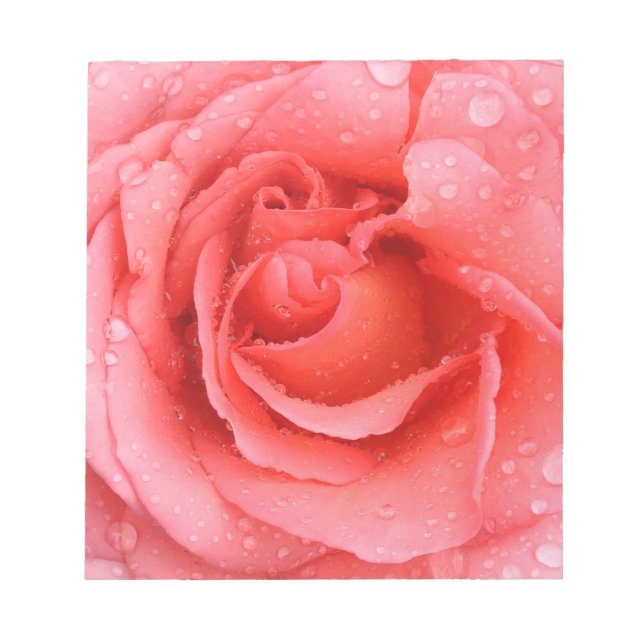 Bloc-note Romantique Rose rose rouge gouttes d'eau (Devant)