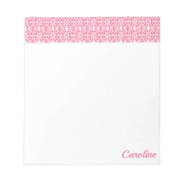 Bloc-note Rose avec Motif de dentelle Crochet blanc