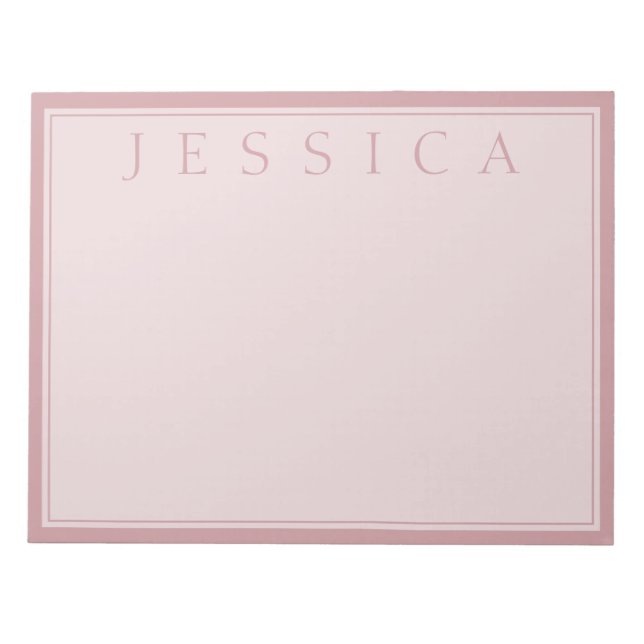 Bloc-note Rose Blush | Votre Nom (Devant)