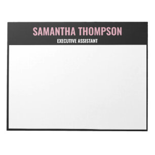 Bloc-note Rose chic moderne, blanc et noir