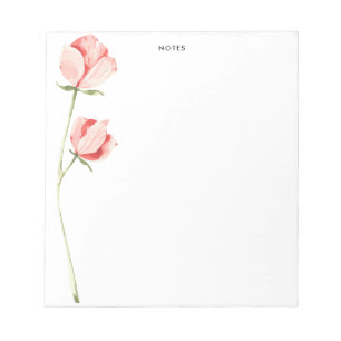 Bloc-note Rose Fleurs de rose rose blush personnalisées