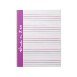 Bloc-note Rose foncé 8,5x11 Taille de la lettre Nom vertical