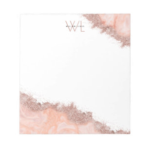 Bloc-note Rose Gold Blush rose Agate Géode Parties scintilla