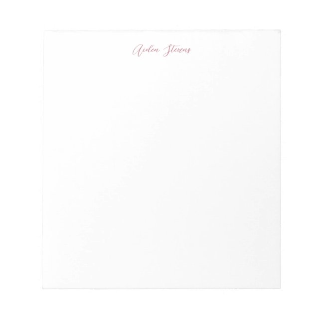 Bloc-note Rose Gold Calligraphie Élégante Nom Blanc (Devant)