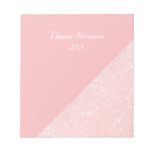 Bloc-note Rose gold pailleté et rose pastel élégant féminin