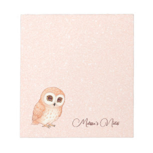 Bloc-note Rose Gold Pailletés Chouette Mignon Ajouter Nom