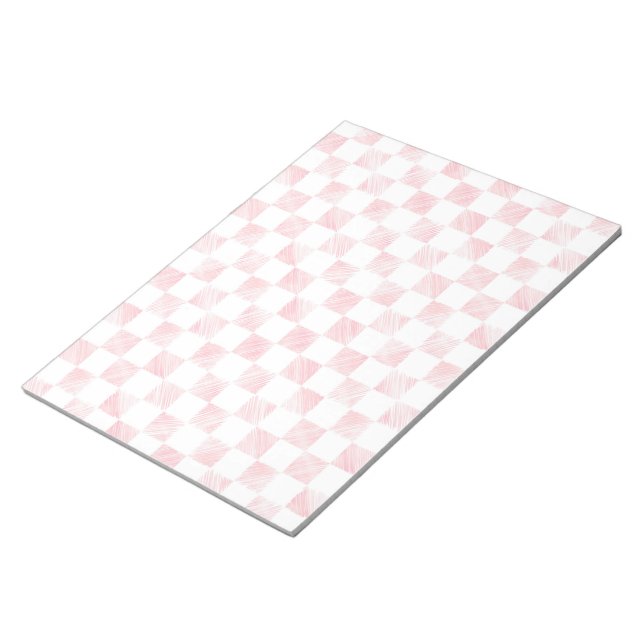 Bloc-note Rose moderne Grèves d'or À damiers Motif blanc (Incliné)