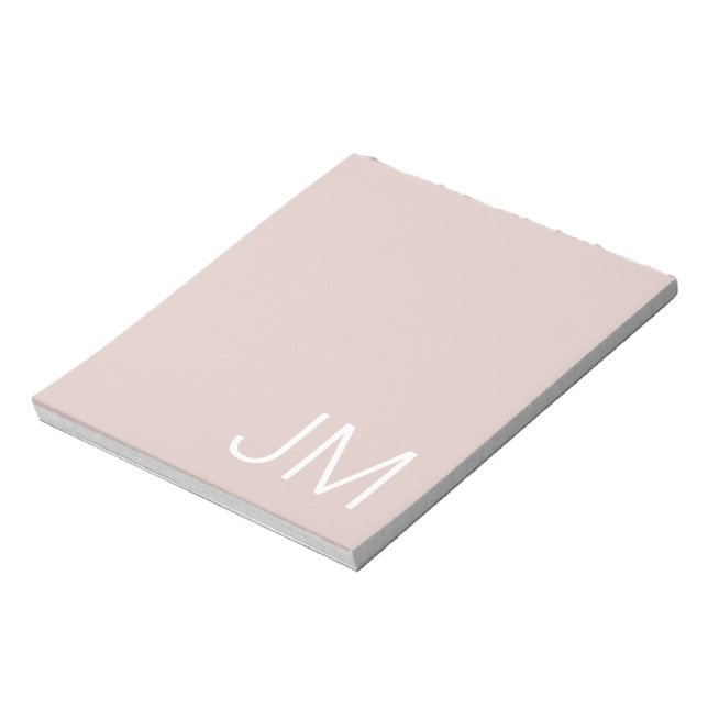 Bloc-note Rose Pâle Tendance Monogramme Initiales Géantes (Tourné)