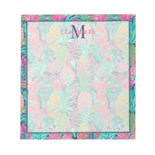 Bloc-note Rose Prépa Turquoise Bleu Marine Ananas Monogramme