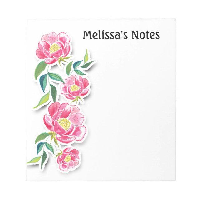 Bloc-note Rose rose floral féminin anniversaire (Devant)
