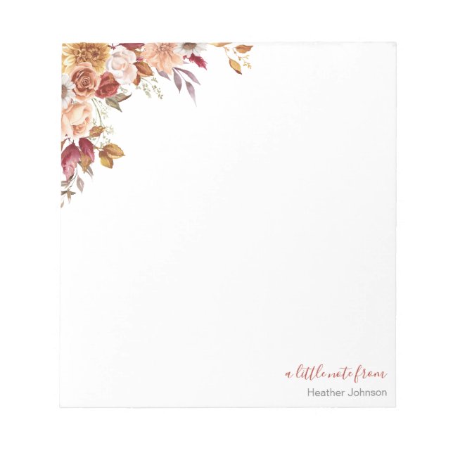 Bloc-note Rose rustique et Mariage de automne Chrysanthemum (Devant)