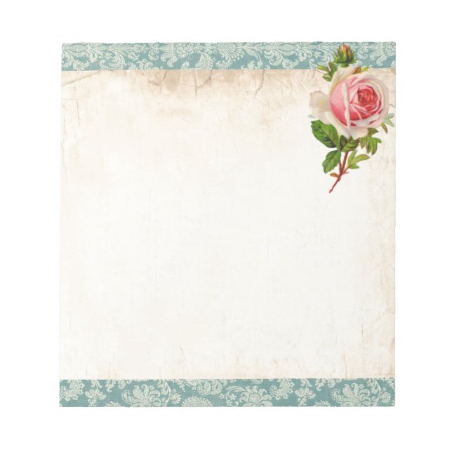 Bloc-note Rose victorienne et damas (Devant)