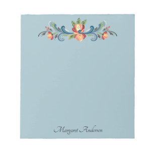 Bloc-note Rosemaling bleu et rouge