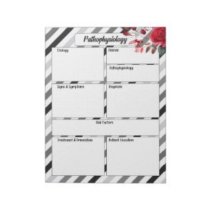 Bloc-note Roses en bandes _ Pathophysiologie Temp