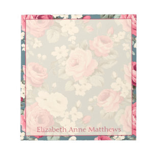 Bloc-note Roses Roses Roses sur Fond Bleu Foncé