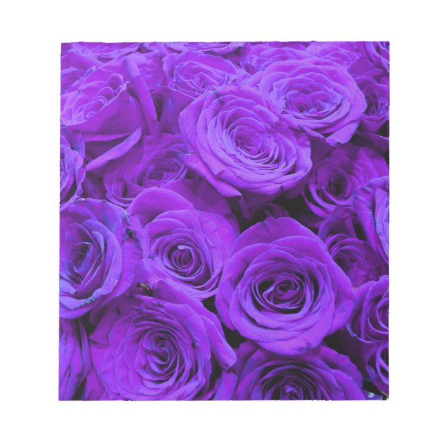Bloc-note roses violet romantique, joli bouquet de rose (Devant)