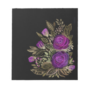 Bloc-note Roses violettes à l'aquarelle