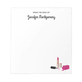 Bloc-note Rouge à lèvres rose et ongle Polonais beauté thème