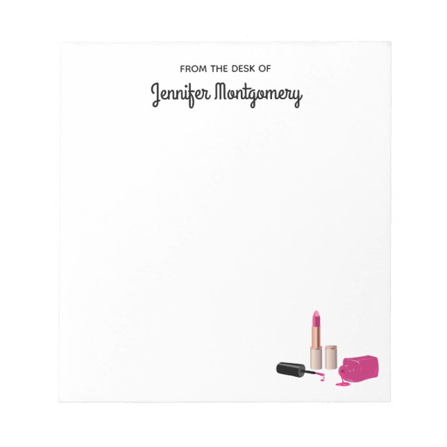 Bloc-note Rouge à lèvres rose et ongle Polonais beauté thème (Devant)