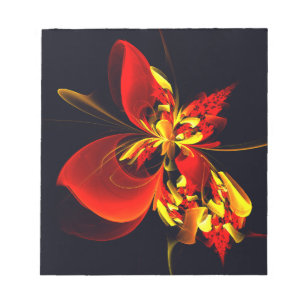 Bloc-note Rouge Jaune Floral Moderne Résumé Modèle Art #10