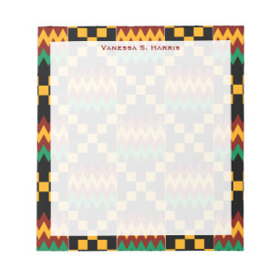 Bloc-note Rouge Monogramme Noir Jaune Kwanzaa Kente Tissu