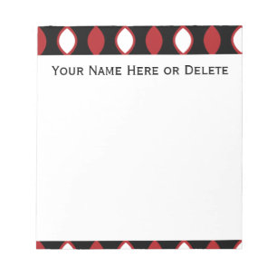 Bloc-note Rouge noir et blanc Motif des années 70