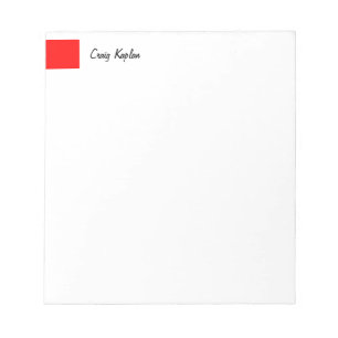 Bloc-note Rouge Uni Blanc Simple Moderne Minimaliste