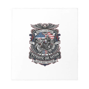 Bloc-note Route patriotique 1776 Cavalier Motard Route Liber
