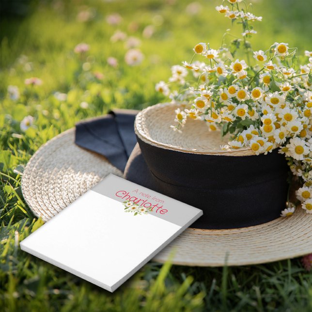 Bloc-note Rustic Country Floral marguerite aquarelle gris (Créateur téléchargé)