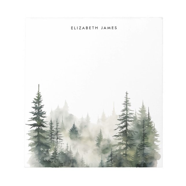 Bloc-note Rustique aquarelle Foggy Pie Forest personnalisée (Devant)