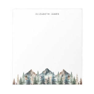 Bloc-note Rustique aquarelle Foggy Pie Forest personnalisée