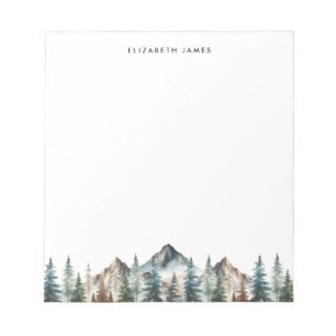 Bloc-note Rustique aquarelle Foggy Pie Forest personnalisée