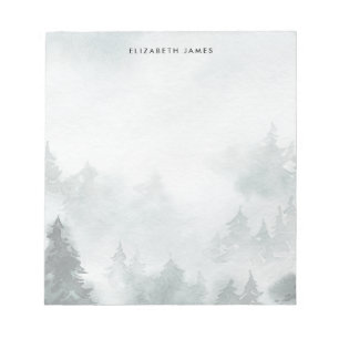 Bloc-note Rustique aquarelle Forêt verte personnalisée