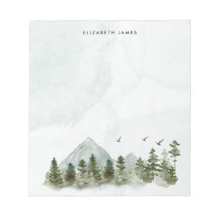 Bloc-note Rustique aquarelle Forêt verte personnalisée