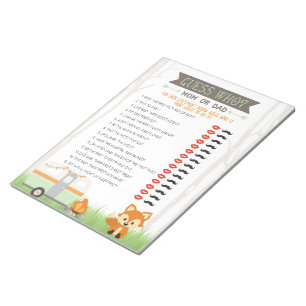 Bloc-note RV Camper Devinez Qui Woodland Baby shower Game Pa