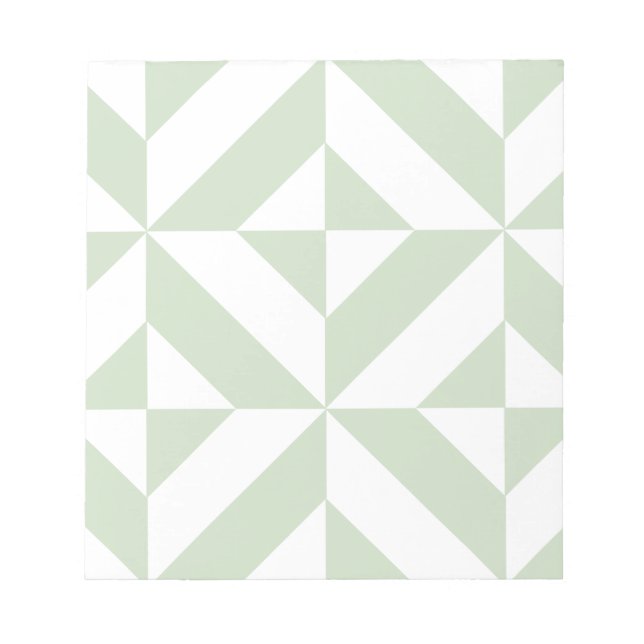Bloc-note Sage Green Geometric Deco Cube Pattern (Devant)