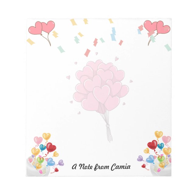 Bloc-note Saint Valentin Joli Ballons de Coeur Rouge (Devant)