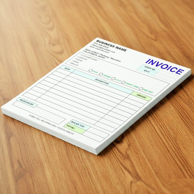 Bloc-note Sales Invoice Receipt | Company / Business Name (Custom Duplicate Sales Invoice Receipt Books)