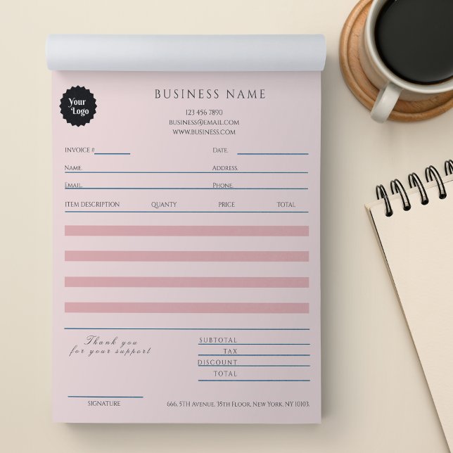 Bloc-note Salon de beauté de maquillage Rose Gold facture ve (Makeup Hair Beauty Salon Rose Gold Invoice Sales Notepad)
