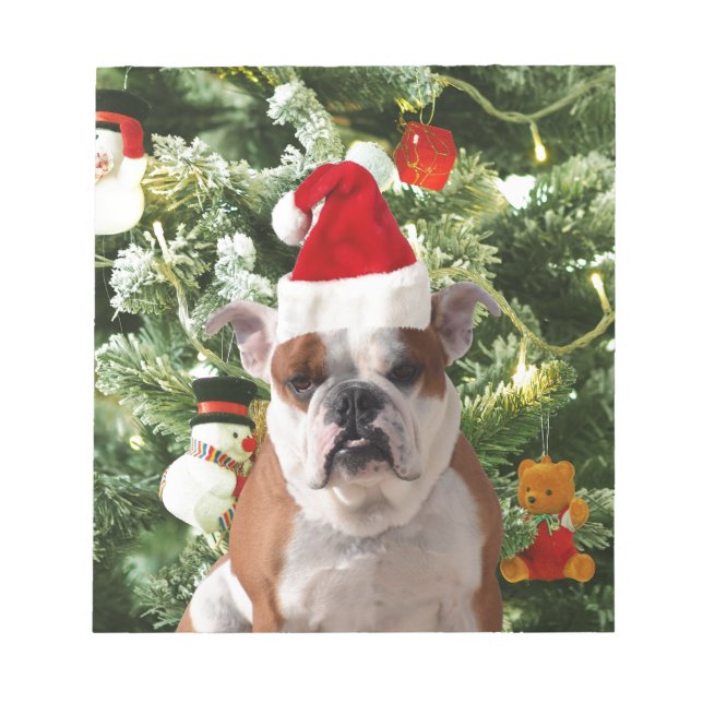 Bloc-note Santa Hat Bulldog Christmas Tree Snowman boîte cad (Devant)