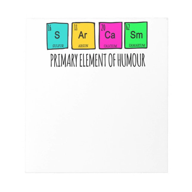 Bloc-note Sarcasme Principaux Éléments De La Science De L'Hu (Devant)
