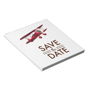 Bloc-note Sauvegarder la date avion biplan vintage