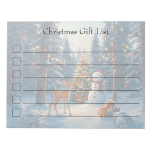 Bloc-note Scene d'arbre de Noël Cute Deer Fawn Snowman