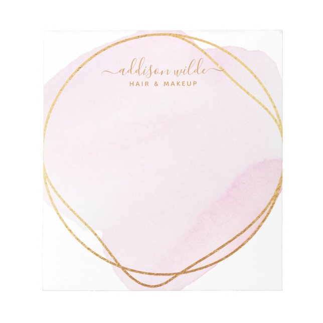 Bloc-note Script Blush Rose Aquarelle Or Cercle Business (Devant)