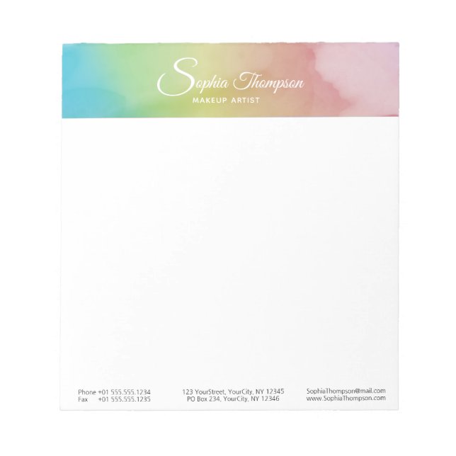 Bloc-note Script d'aquarelle moderne Rainbow Pastel - Bloc-n (Devant)
